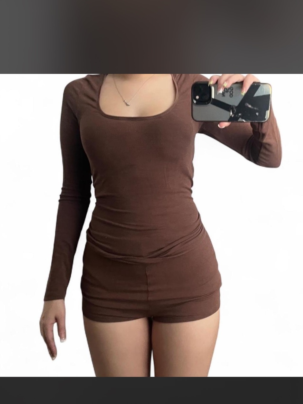 Victoria’s Secret Women's Scoop Neck Long Sleeve Top - Brown